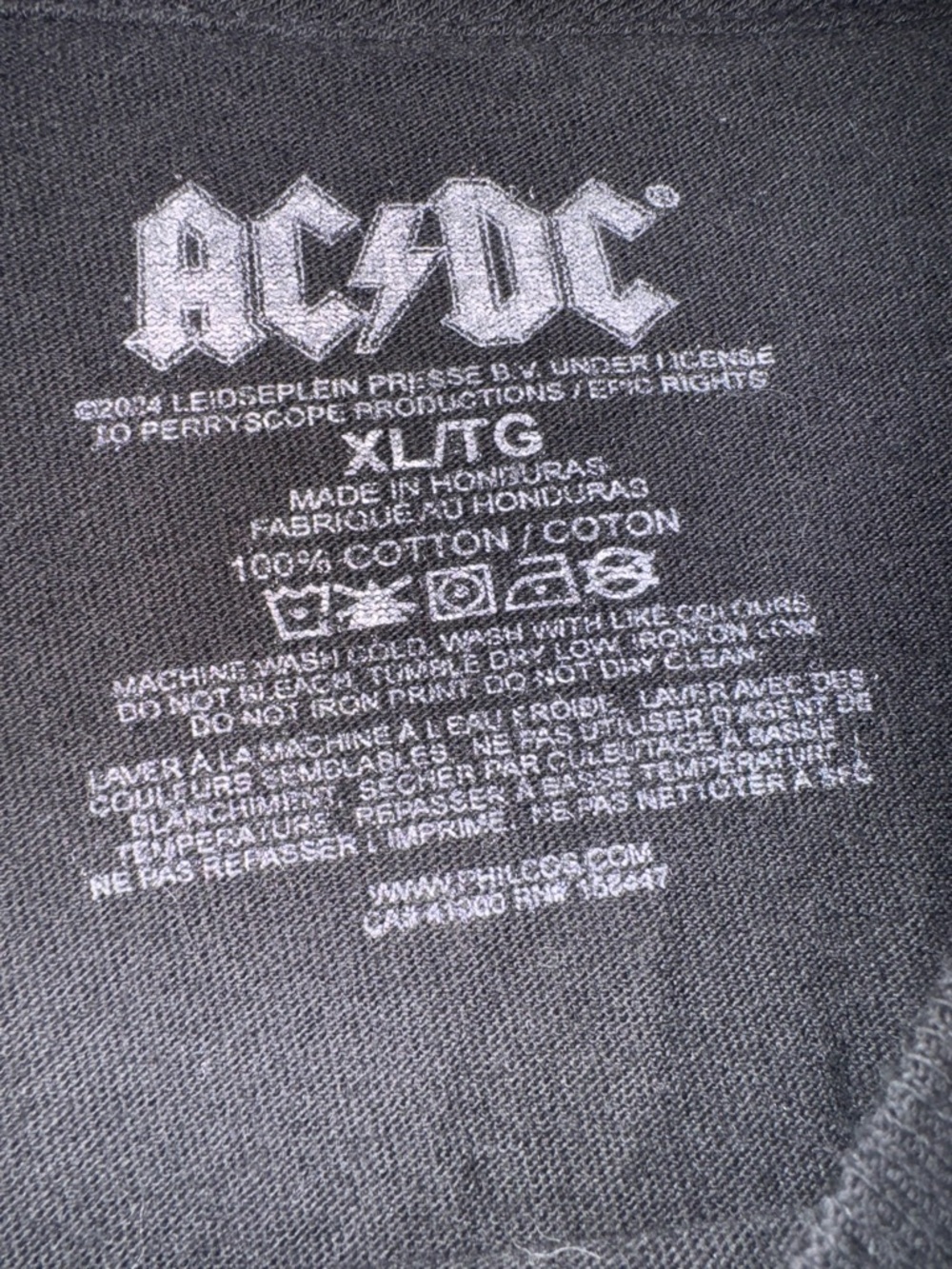 AC/DC Black Crew Neck Tee with White Logo Print - Picture 2 of 3